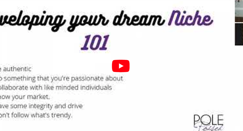 Video Capture Of Webinar With Colleen Jolly And Mica Saunders And Text "Developing Your Dream Niche 101".