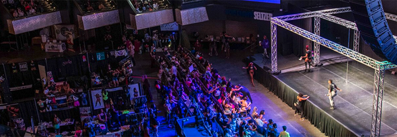 Picture Of PoleCon Stage And Pole Rigging Taken From An Upper Balcony.