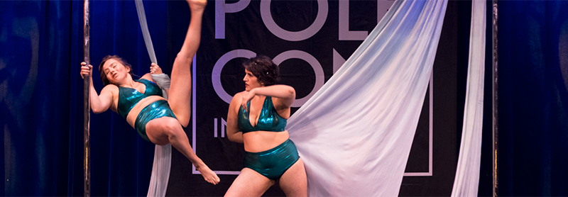 Larissa and Alex perform pole silks at PoleCon 2019