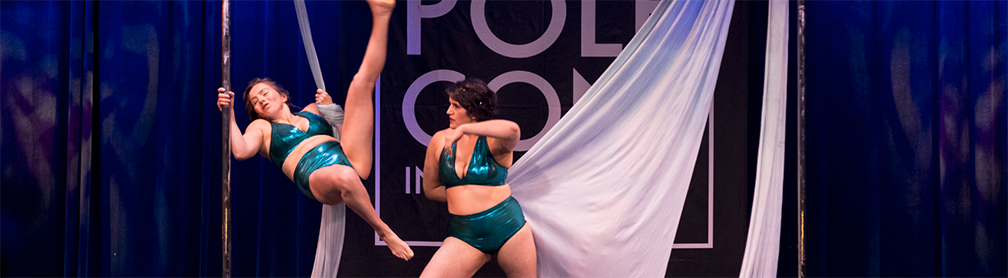 Larissa and Alex perform pole silks at PoleCon 2019